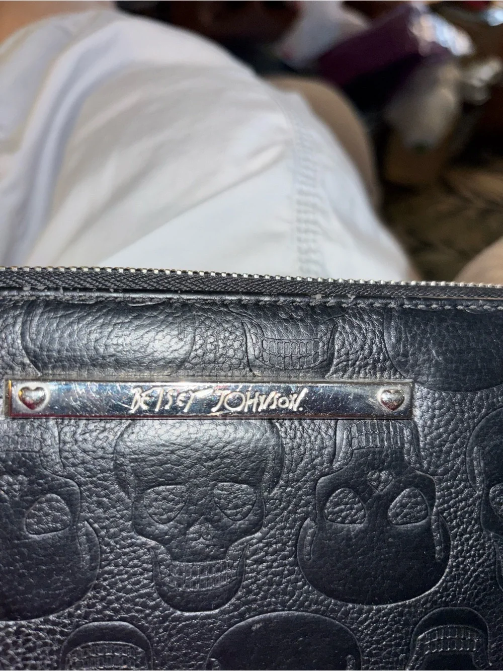 Betsey Johnson Black Embossed Skull Wallet